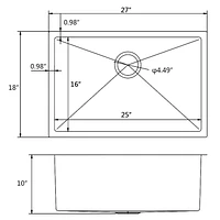 American Imaginations 27-in. W CUPC Approved Stainless Steel Kitchen Sink With 1 Bowl And 18 Gauge AI-29384