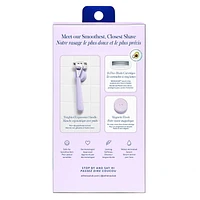 Athena Club 5-Blade Razor Kit, Lilac, Razor + 2 Blade Refills + Hook