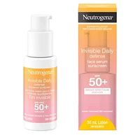 Neutrogena Invisible Daily Defense Face Serum Sunscreen, SPF 50+,  Face Sunscreen, UVA & UVB, Antioxidants, Fragrance Free, 50 mL