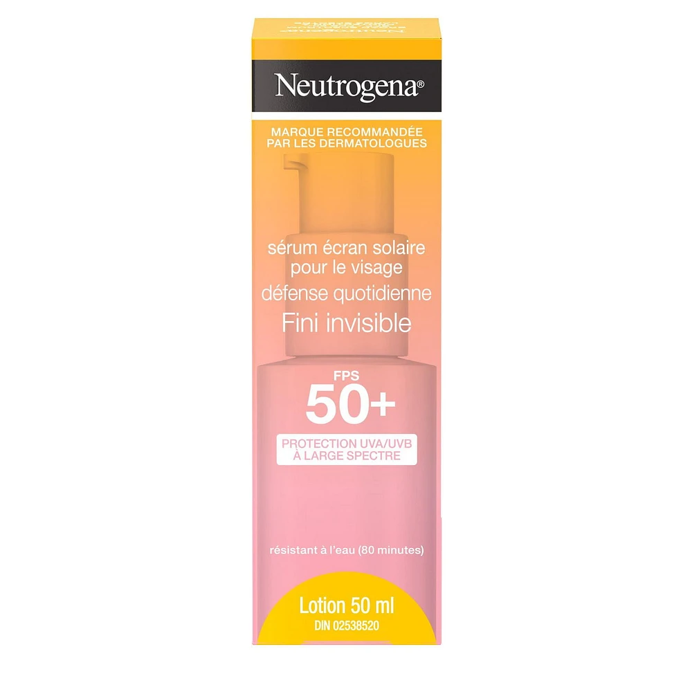 Neutrogena Invisible Daily Defense Face Serum Sunscreen, SPF 50+,  Face Sunscreen, UVA & UVB, Antioxidants, Fragrance Free, 50 mL