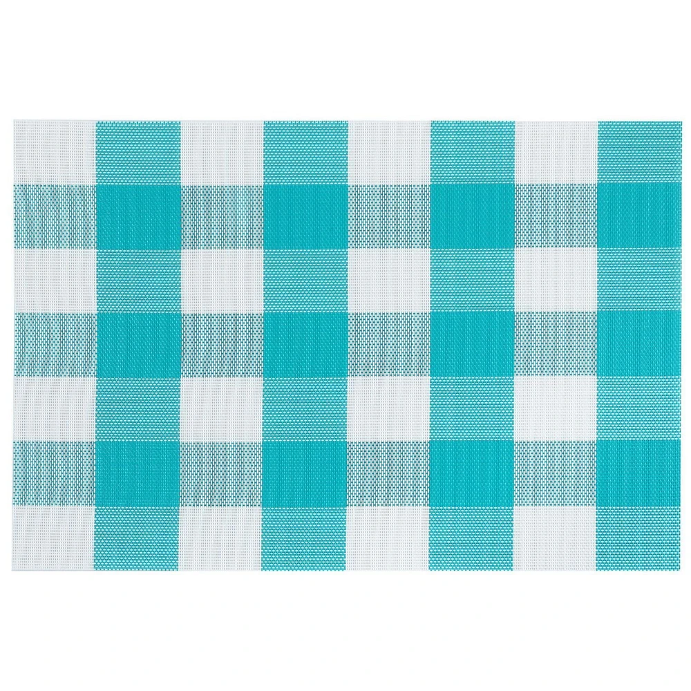 Vinyl Placemat (Plaid) (Teal) - Set of 12