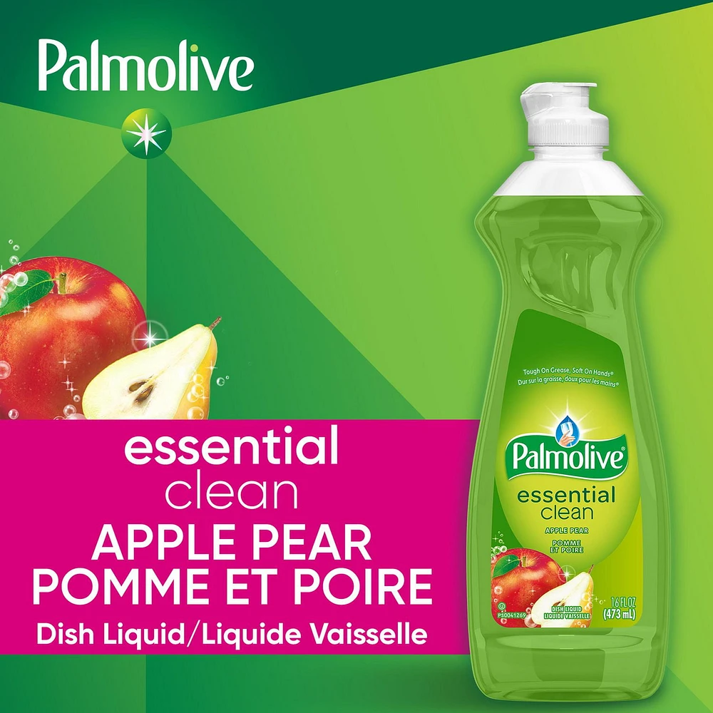 Palmolive Essential Clean Liquid Dish Soap, Apple Pear Scent - 473 mL, Palmolive Essential Clean