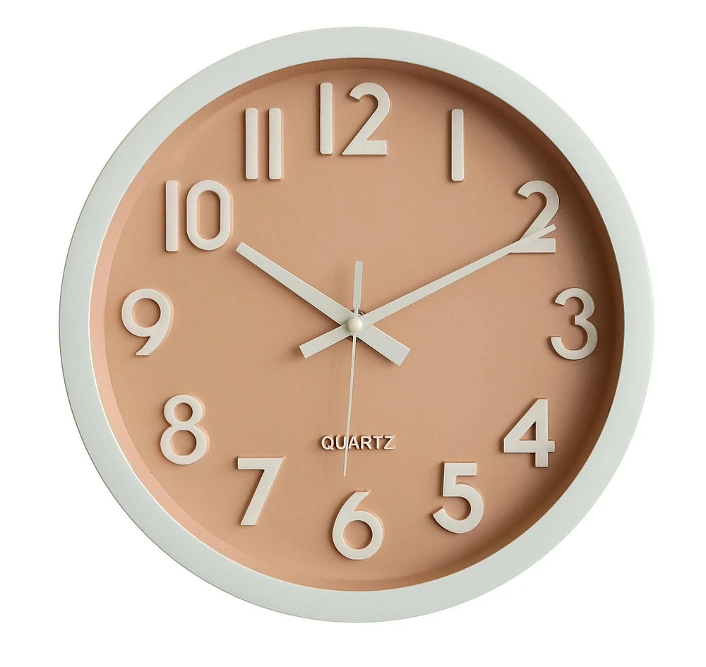 PINK DIAL PLASTIC WALL CLOCK 10"