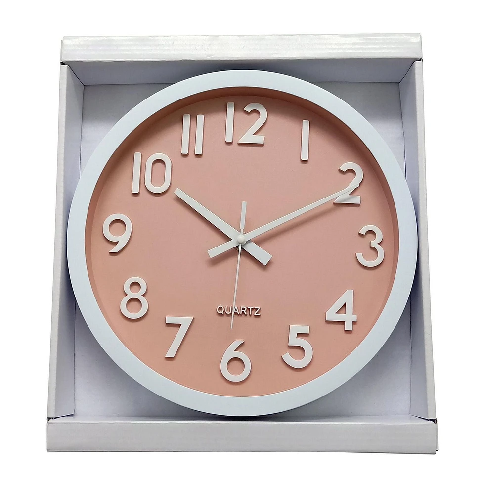 PINK DIAL PLASTIC WALL CLOCK 10"