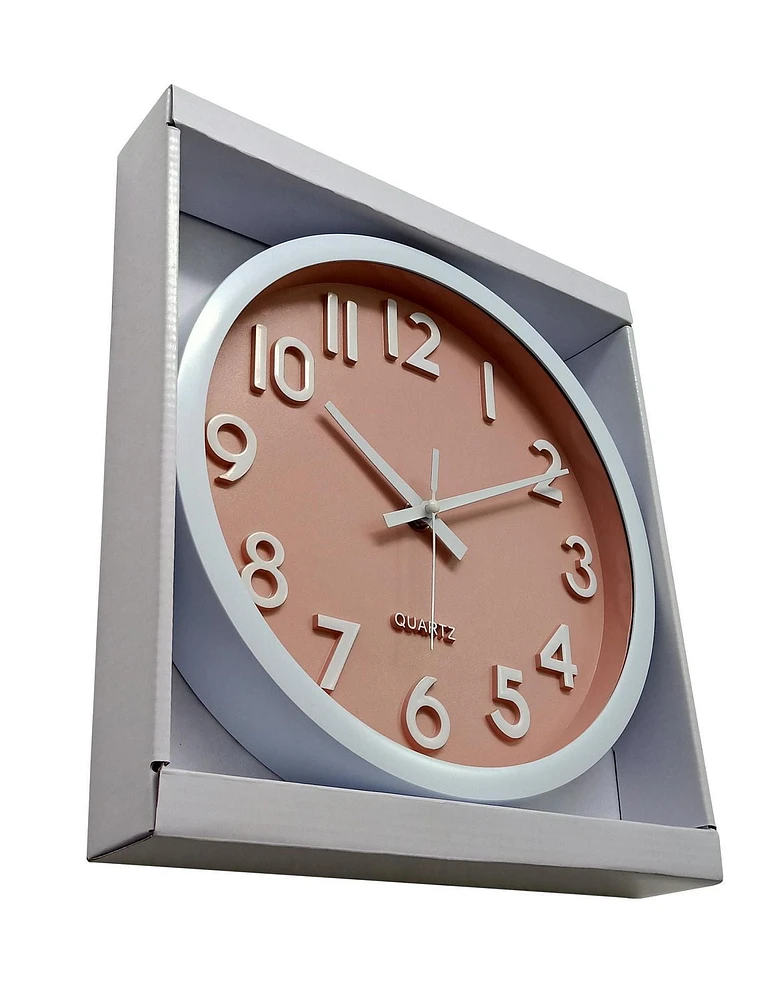 PINK DIAL PLASTIC WALL CLOCK 10"