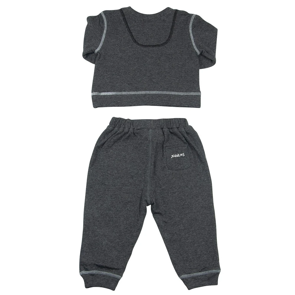 Juddlies Designs - Baby, Toddler - Breathe EZE Collection - Cotton Two Piece Jogger Set - Charcoal Grey Fleck