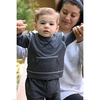 Juddlies Designs - Baby, Toddler - Breathe EZE Collection - Cotton Two Piece Jogger Set - Charcoal Grey Fleck