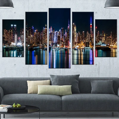 Design Art New York Midtown Night Panorama Extra Large Cityscape Canvas Wall Art Print