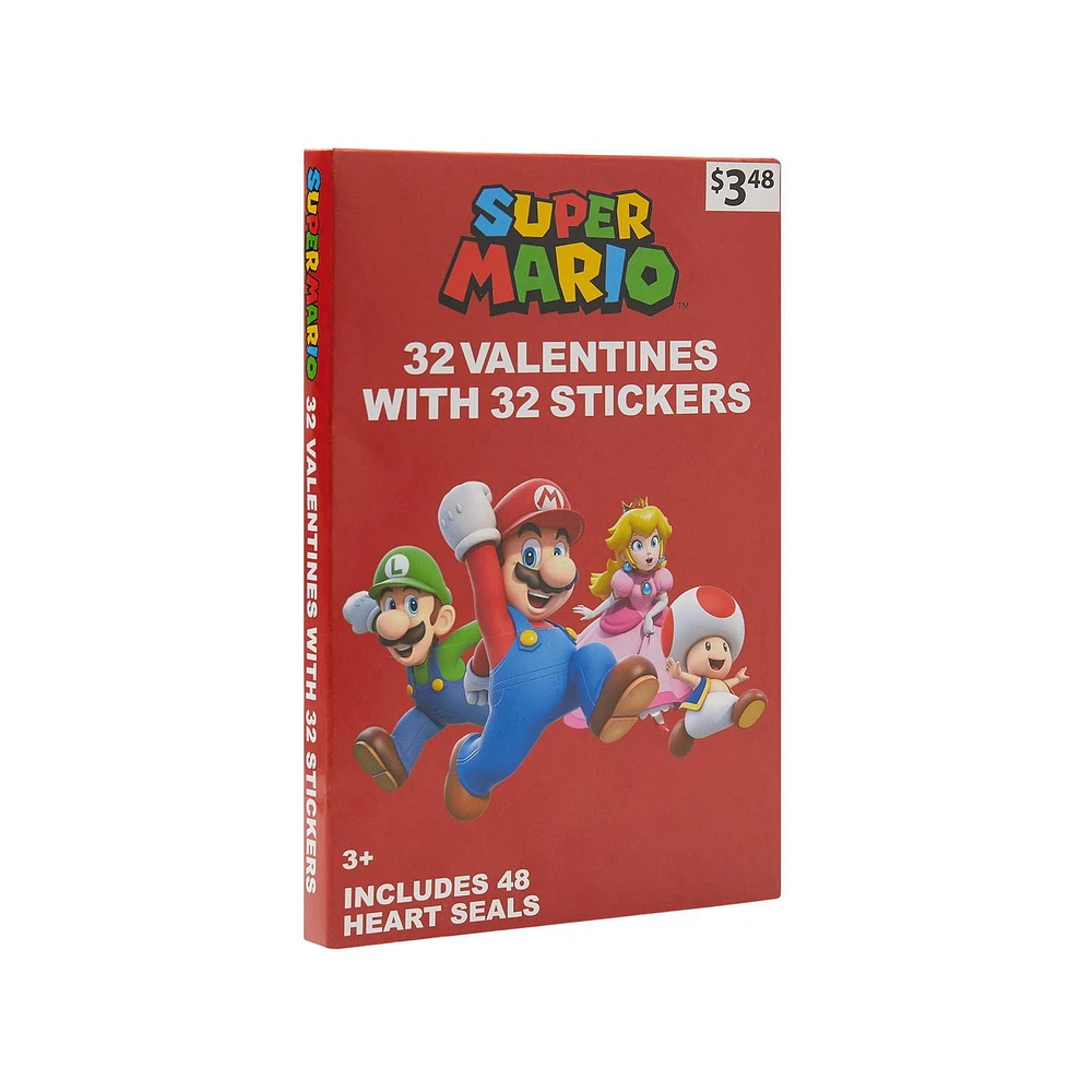 Super Mario Valentine's Day Cards, 32 Count, Classroom Exchange Cards