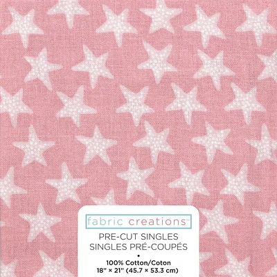 Fabric Creations Pink with White Stars Fat Quarter Pre-Cut Fabric - 18" x 21" / 45cm x 53cm, 18" x 21" / 45cm x 53cm