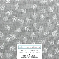 Fabric Creations Grey with White Leaves  Fat Quarter Pre-Cut Fabric - 18" x 21" / 45cm x 53cm, 18" x 21" / 45cm x 53cm