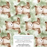 Fabric Creations White with Bears Sitting in Grass Fat Quarter Pre-Cut Fabric - 18" x 21" / 45cm x 53cm, 18" x 21" / 45cm x 53cm