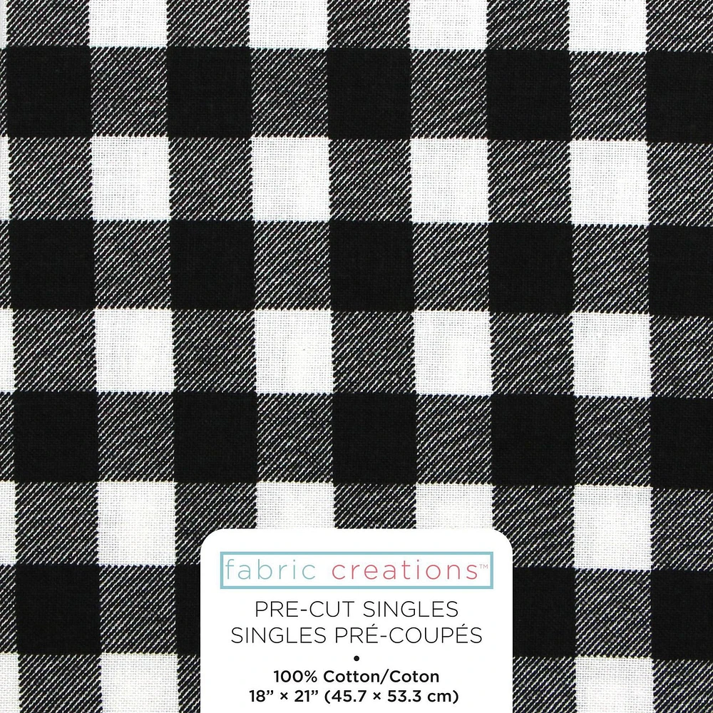 Fabric Creations White and Black Buffalo Plaid  Fat Quarter Pre-Cut Fabric - 18" x 21" / 45cm x 53cm, 18" x 21" / 45cm x 53cm