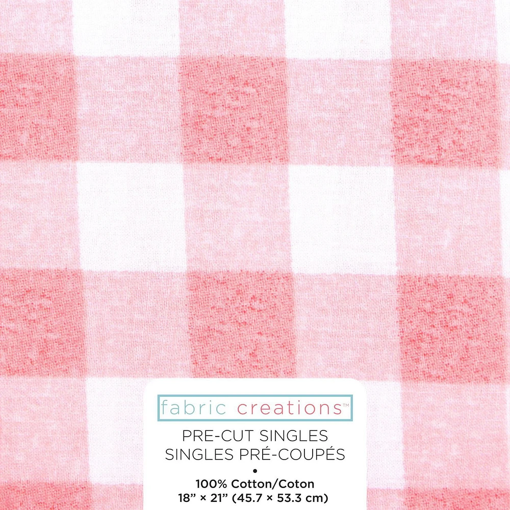 Fabric Creations Pink and White Gingham Fat Quarter Pre-Cut Fabric - 18" x 21" / 45cm x 53cm, 18" x 21" / 45cm x 53cm