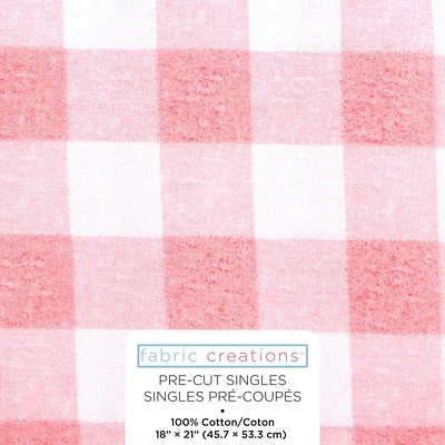 Fabric Creations Pink and White Gingham Fat Quarter Pre-Cut Fabric - 18" x 21" / 45cm x 53cm, 18" x 21" / 45cm x 53cm