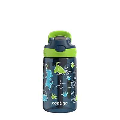 Contigo Kids Aubrey Water Bottle with Autospout Lid, Blueberry Cool Lime with Dogs, BPA-Free, 14 oz (414 mL)