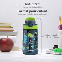 Contigo Kids Aubrey Water Bottle with Autospout Lid, Blueberry Cool Lime with Dogs, BPA-Free, 14 oz (414 mL)