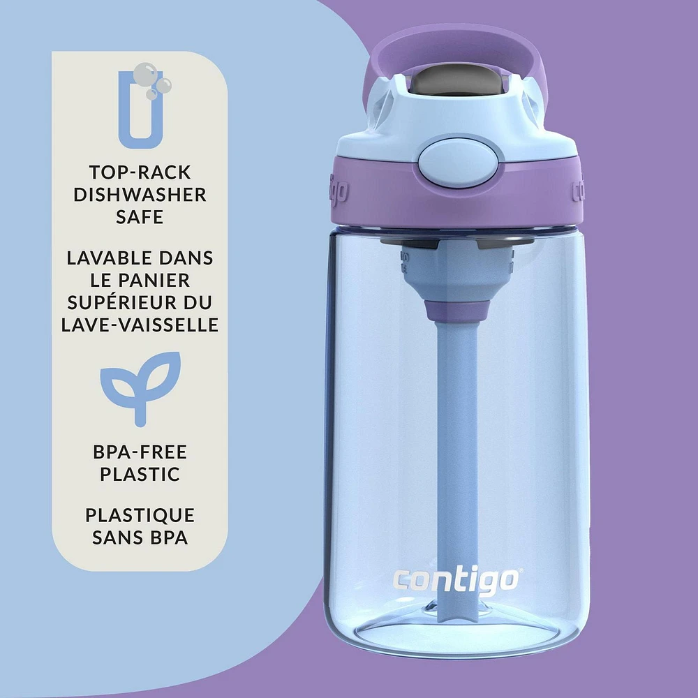 Contigo Kids Aubrey Water Bottle with Autospout Lid, Periwinkle Amethyst, BPA-Free, 14 oz (414 mL)