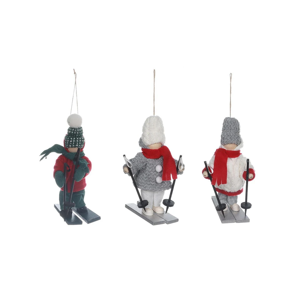 HOLIDAY TIME SET OF 3 SKIING BOY ORNAMENT