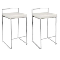 Salma Counter Stool set of 2-Comfortable Leather steel leg , Lux Stool .