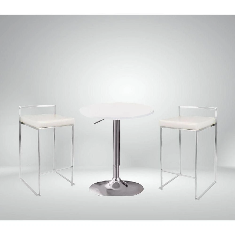 Salma Counter Stool set of 2-Comfortable Leather steel leg , Lux Stool .