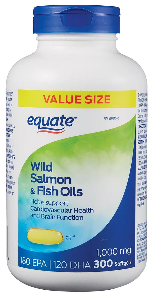 Equate Wild Salmon & Fish Oils 1000mg 180 EPA/120 DHA