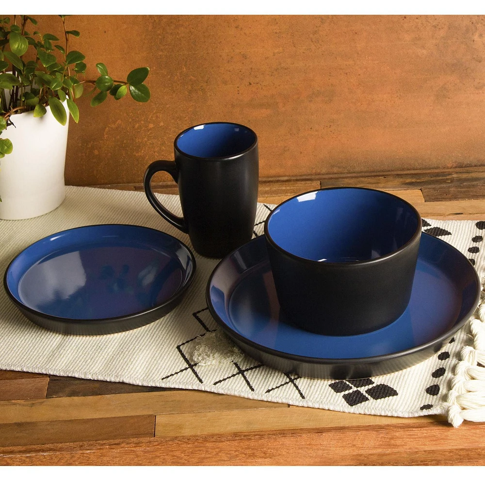 Safdie & Co. Blue Saphire Stoneware Dinnerware 16PC Set