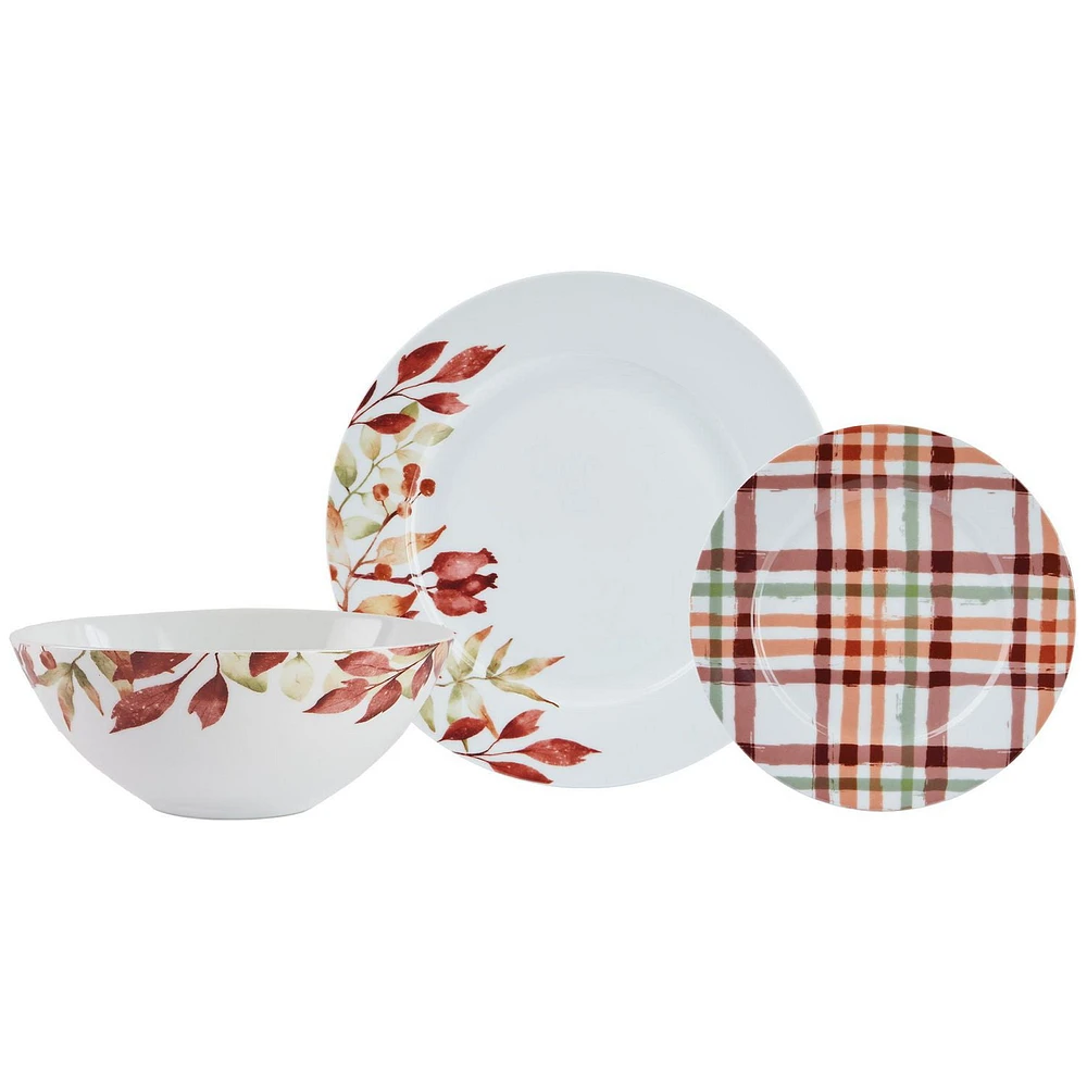 Safdie & Co. Autumn Watercolour Porcelain Dinnerware 12PC Set