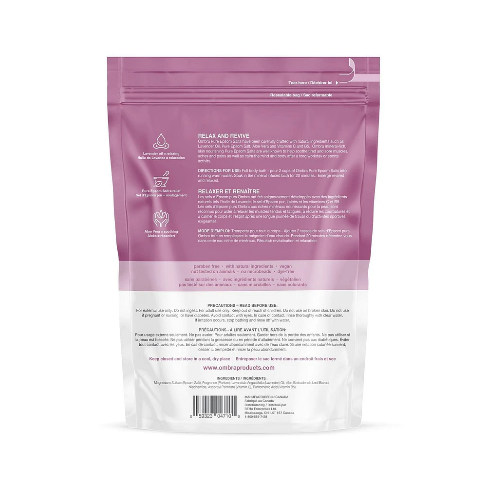 Ombra SPA Aromatic Epsom Bath Salts Relaxing Lavender, Size: 1.36 kg