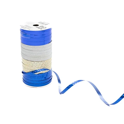 Holiday Time  150' 4 Piece Curling Ribbon - Blue Gold Silver