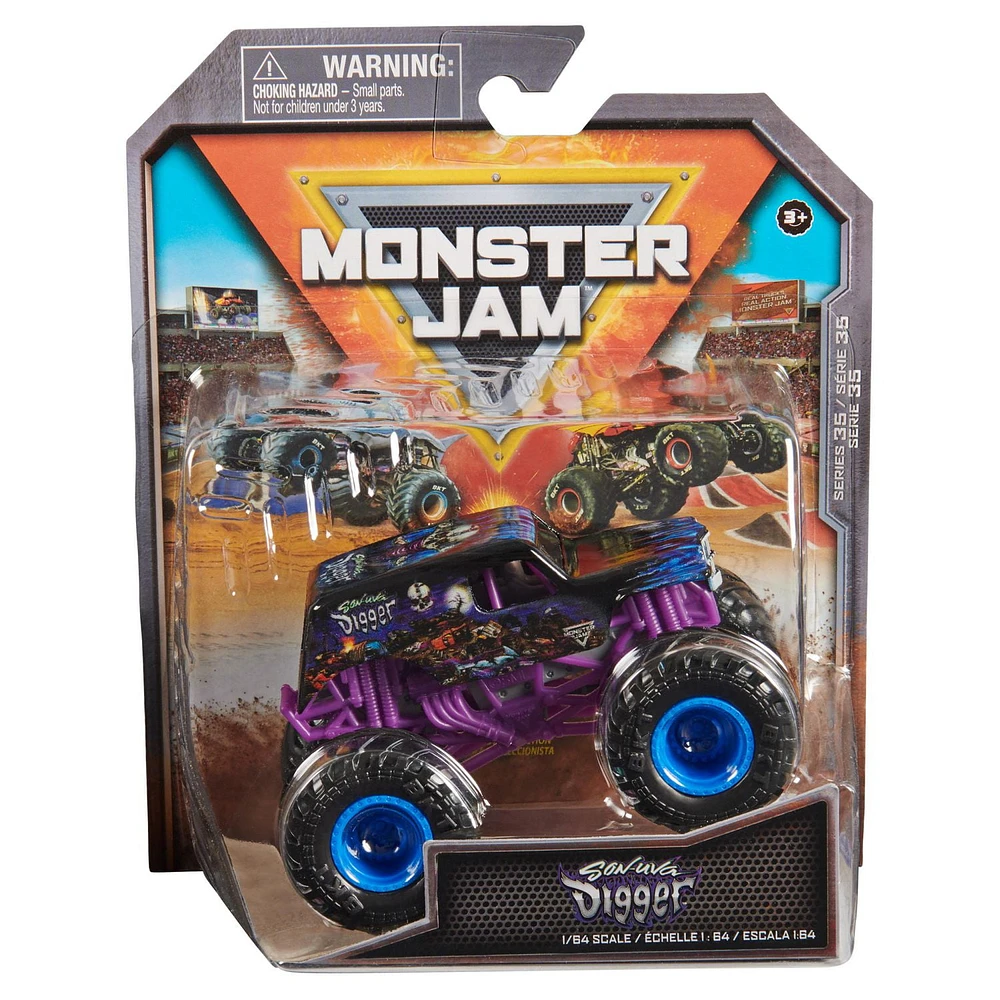 Monster Jam, Official Son Uva Digger Monster Truck, Die-Cast Vehicle, 1:64 Scale, Kids Toys for Boys Ages 3 and up