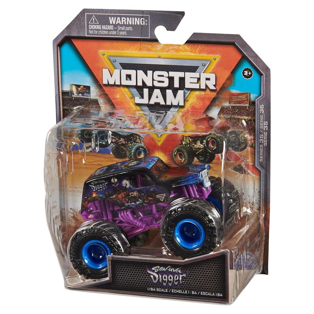 Monster Jam, Official Son Uva Digger Monster Truck, Die-Cast Vehicle, 1:64 Scale, Kids Toys for Boys Ages 3 and up