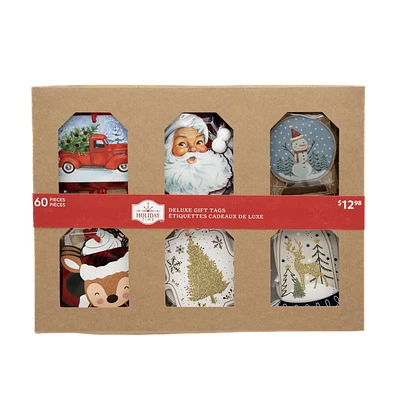 Holiday Time 60 Count Embellished Gift Tags, 12 designs