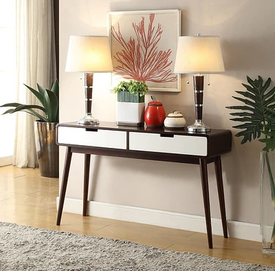 ACME Christa Sofa Table in Espresso & White