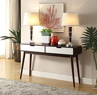 ACME Christa Sofa Table in Espresso & White