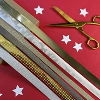 Holiday Time  75' 6 Piece Gift Package Ribbon - Gold Silver Metallic, 6 colors per spool