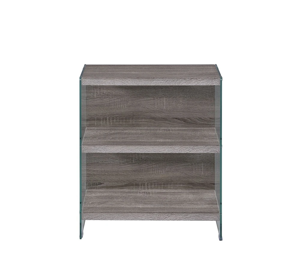 ACME Armon Bookshelf in Gray Oak & Clear Glass