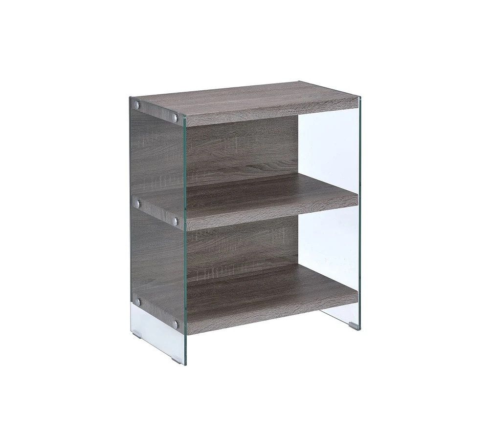 ACME Armon Bookshelf in Gray Oak & Clear Glass