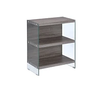 ACME Armon Bookshelf in Gray Oak & Clear Glass