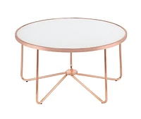 ACME Alivia Coffee Table in Rose Gold & Frosted Glass