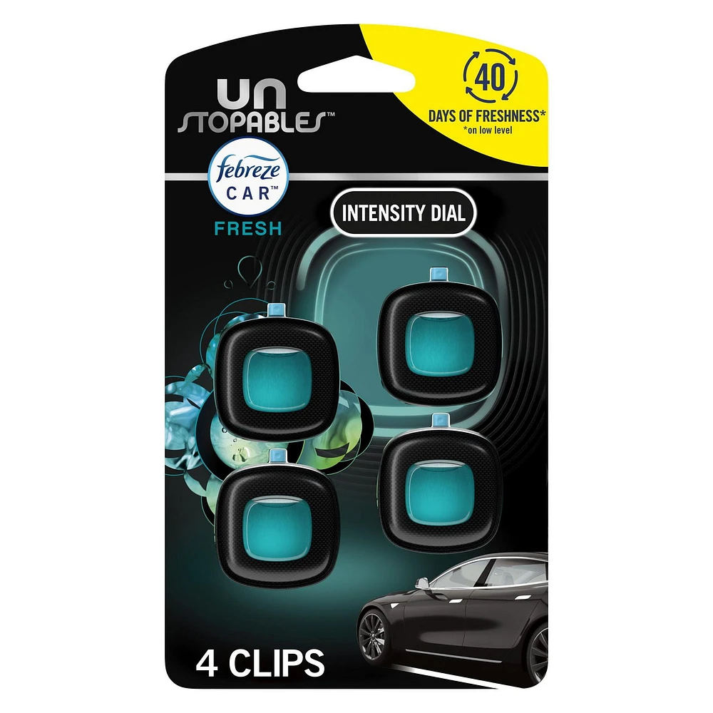 Febreze Unstopables Car Odor-Fighting Car Freshener Vent Clip Fresh Scent