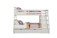 ACME Jason Twin over Full Bunk Bed <br>with Storage Ladder & Trundle in White