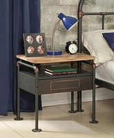 ACME Nicipolis Nightstand in Antique Oak & Sandy Gray