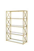 ACME Milavera Bookshelf in Gold & Clear Glass