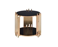 ACME Tanquin End Table in Gold & Black Glass