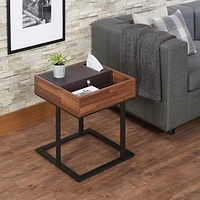 ACME Sara II End Table in Espresso PU in Walnut & Sandy Black