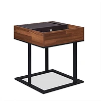 ACME Sara II End Table in Espresso PU in Walnut & Sandy Black