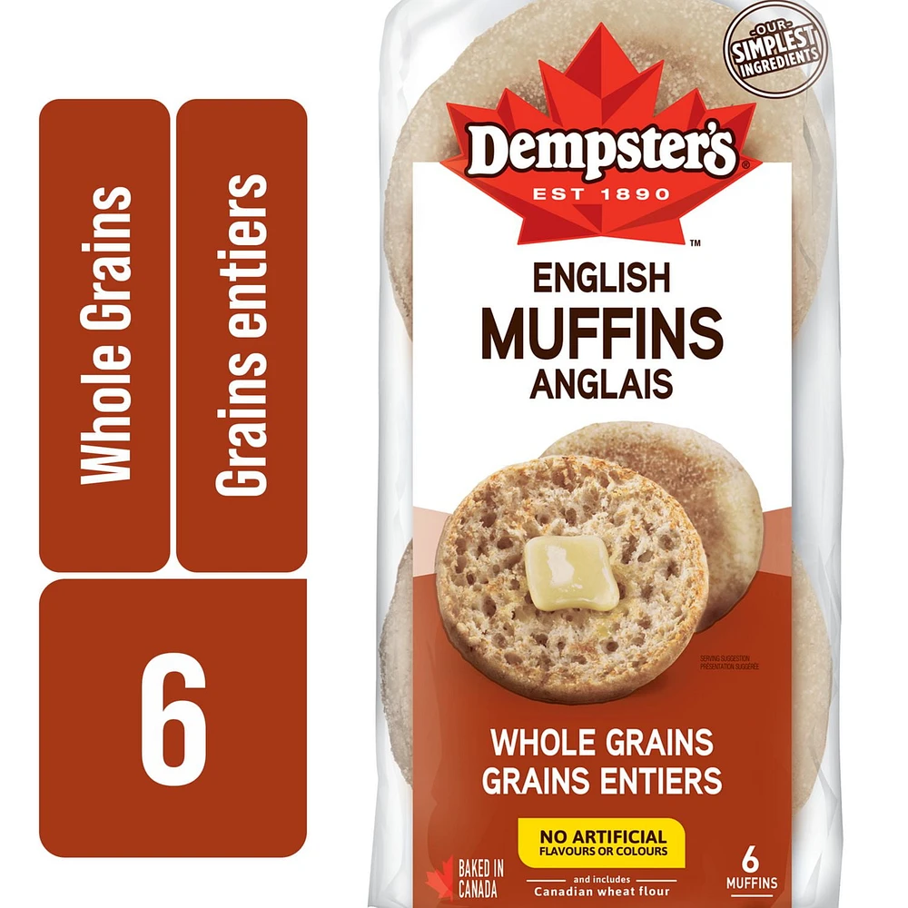 Dempster’s® Whole Grains English Muffins, Pack of 6; 450 g