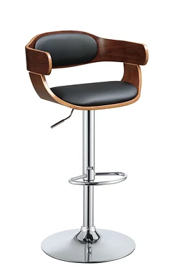 ACME Camila Adjustable Stool with Swivel  in Black PU & Walnut