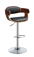 ACME Camila Adjustable Stool with Swivel  in Black PU & Walnut